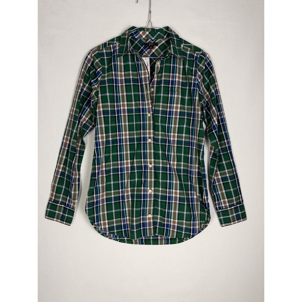 NWT J Crew Shirt Womens 00 Plaid‎ Casual Button Up 100% Cotton Outdoor